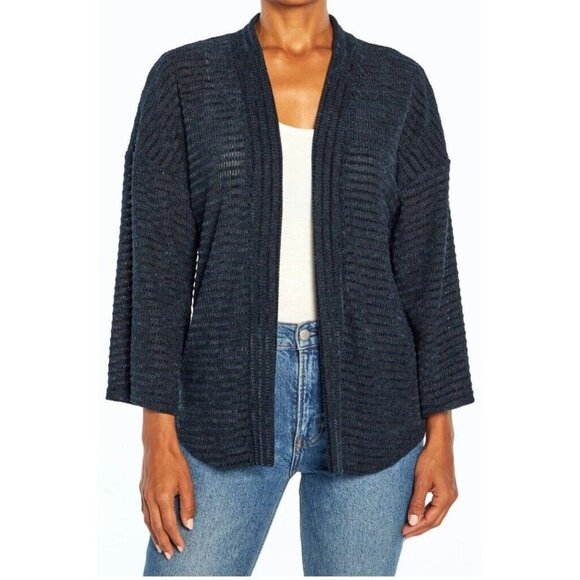 NWT Three Dots Sandra Wide Sleeve Open Front Cardigan in Dark Sapphire Sz. L - Picture 1 of 2